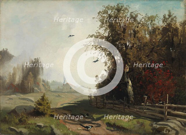 Autumn morning in Hakadal (Autumn morning in Ringerike), 1858. Creator: Werner Holmberg.