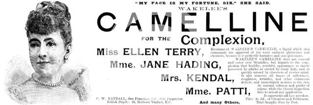 Advertisement for Wakelee's Camelline for the Complexion, 1895.  Creator: Unknown.