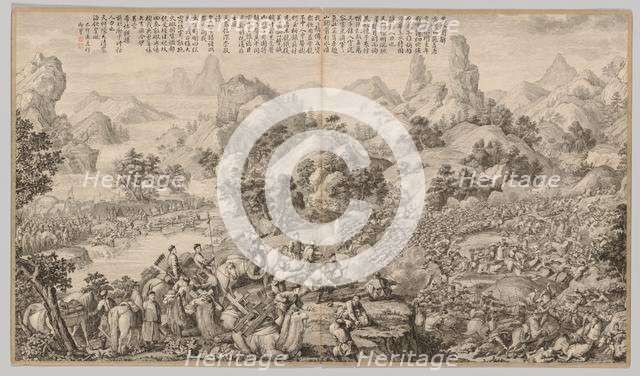 Breaking Through the Siege at Hesui: from Battle Scenes of the Quelling of Rebellions..., c. 1765-17 Creator: Giuseppe Castiglione (Italian, 1688-1766).