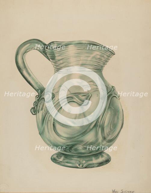 Glass Pitcher, 1935/1942. Creator: Van Silvay.