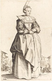 Noble Woman with a Small Hat, c. 1620/1623. Creator: Jacques Callot.