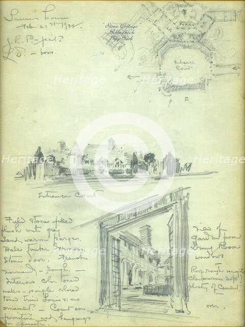Architect's Drawing for Laura Delano's House at Rhinebeck, 1932. Creator: John Russell Pope.
