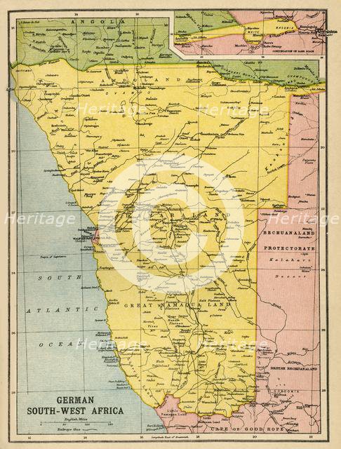 Map of German South West Africa, First World War, (c1920). Creator: John Bartholomew & Son.