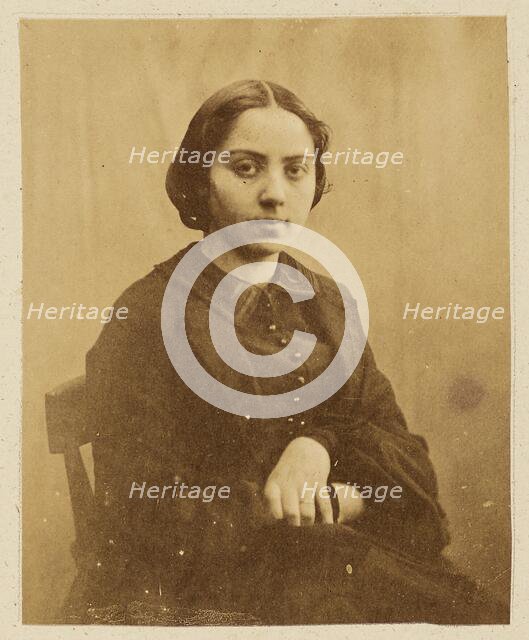 Portrait of a young lady, probably Cécile Devéria, about 1850-1855. Creators: Achille Deveria, Théodule Deveria, Octave Benoist.