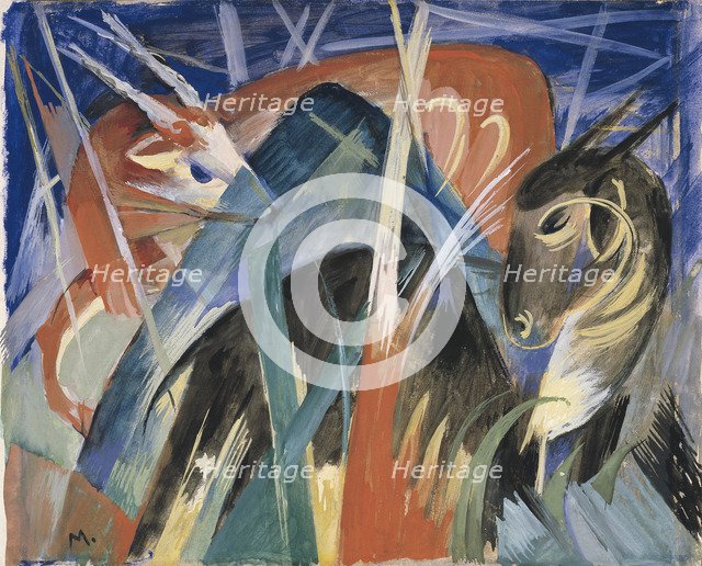 Fable Animals I (Composition with animals I), 1913. Artist: Marc, Franz (1880-1916)