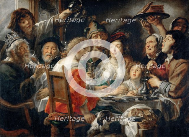 The King Drinks, or Family Meal on the Feast of Epiphany. Artist: Jordaens, Jacob (1593-1678)