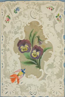 Untitled Valentine (Large Purple and Yellow Flowers), 1815/30, inscribed 1865. Creator: Dobbs, Kidd & Co.