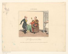 Man receives account for stupidities, 1826. Creator: Henry Bonaventure Monnier.