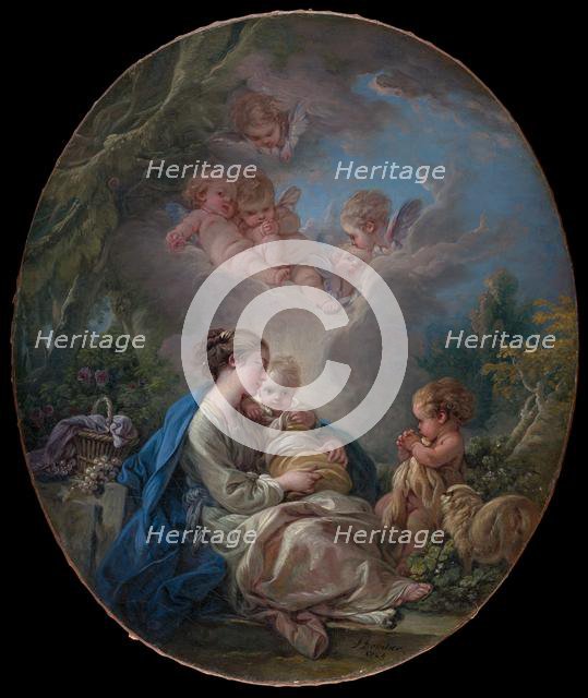 Virgin and Child with the Young Saint John the Baptist and Angels, 1765. Creator: Francois Boucher.