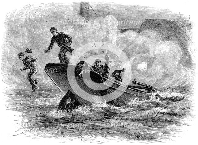 Lieutenant Cushing's attack on the 'Albemarle', c1880. Artist: Unknown