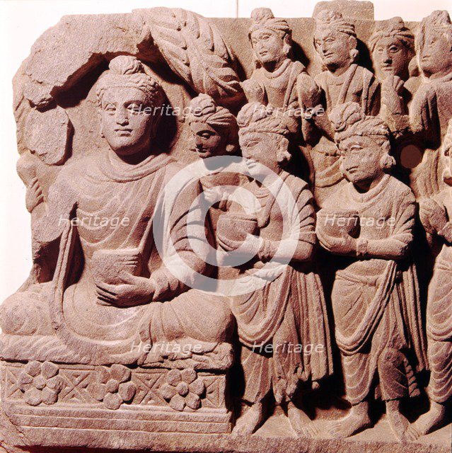Gautama Buddha, The Presentation of the Bowls, Gandhara School. 2nd-3rd century. Artist: Unknown.