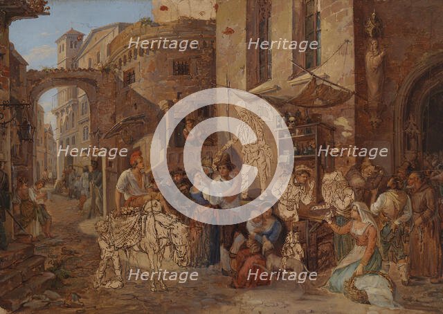 Street View in Rome, 1823. Creator: Alexander Lauréus.
