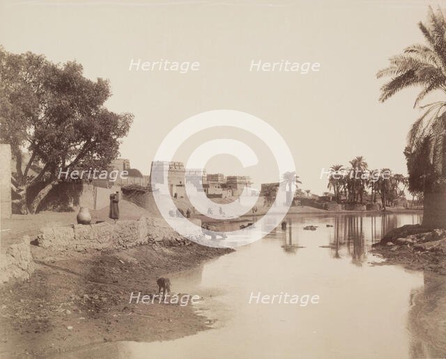 Village on the Nile, 19th century. Creator: Anon.
