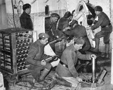 Troops working in one of the underground artillery towers, Maginot Line, Worls War 2, c1940. Artist: Unknown