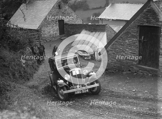 1933 Standard saloon taking part in a Standard Car Owners Club trial. Artist: Bill Brunell.