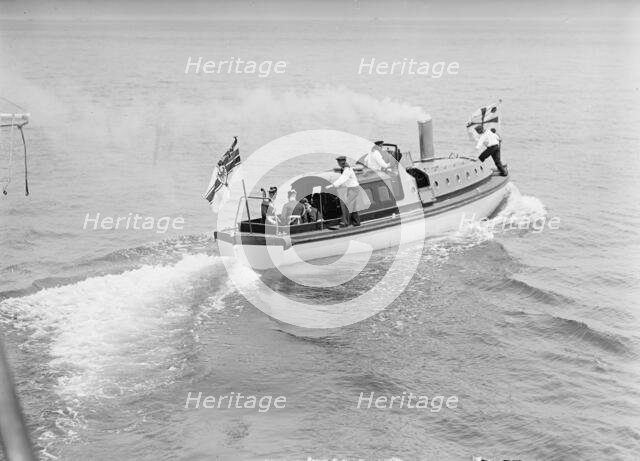 German Squadron Visit To U.S. Adm. - Peschwitz Leaving 'Mayflower', 1912. Creator: Harris & Ewing.