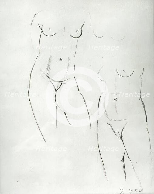 Two Female Nudes, 1926. Creator: Eric Gill.
