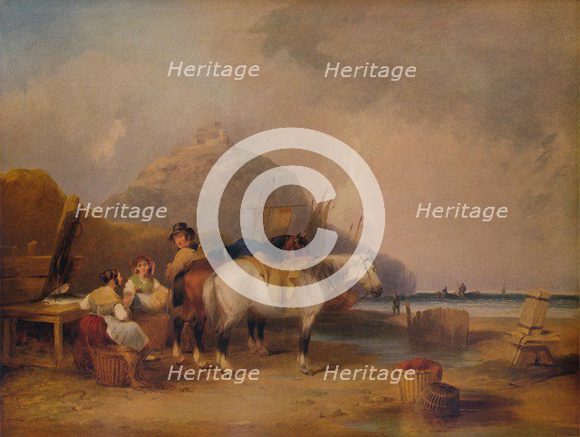 'Coast Scene, with Figures and Horses', c1841. Artist: William Shayer.