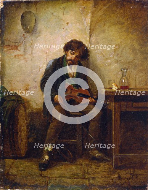 'A Musician', 1876.  Artist: Nikolai Petrovich Petrov