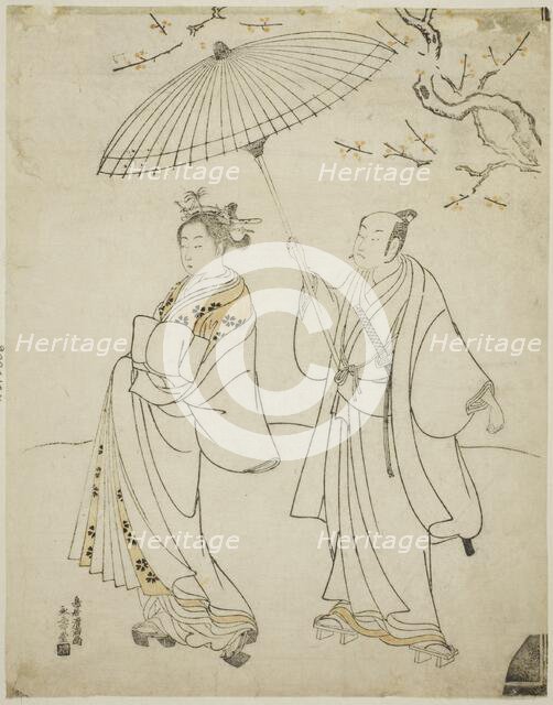 The Actors Ichikawa Komazo I (L) and Nakamura Matsue I (R), c. 1770. Creator: Torii Kiyomitsu.