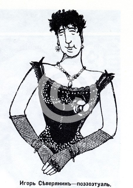 Igor Severyanin (1887-1941) Caricature, 1915. Artist: Deni (Denisov), Viktor Nikolaevich (1893-1946)