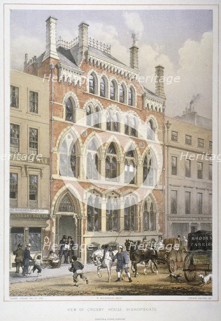 Crosby Hall at no 95 Bishopsgate, City of London, 1860. Artist: Vincent Brooks