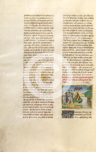 The Egyptians Worshipping the Image of a Bull; Miroir Historial, about 1475. Creator: Unknown.