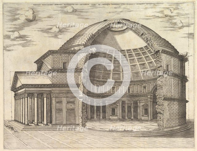 Speculum Romanae Magnificentiae: The Pantheon, broken away to show the interior, 1553. Creator: Unknown.