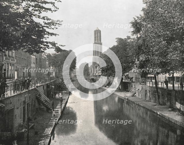Old Canal and Dom Tower, Utrecht, Netherlands, 1895.  Creator: Unknown.