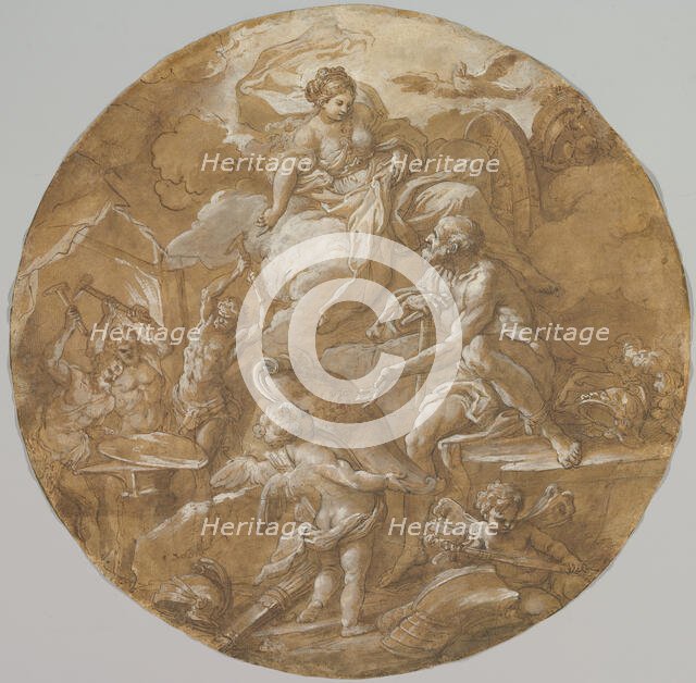 Venus at the Forge of Vulcan (recto); Sketches with Two Putti (verso), ca. 1716-18. Creator: Sebastiano Conca.