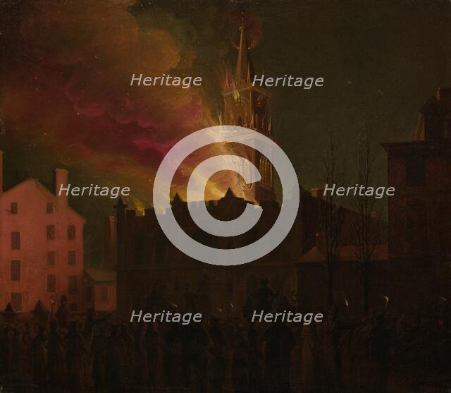 Conflagration of the Masonic Hall, Chestnut Street, Philadelphia, Pennsylvania, 1819. Creators: Samuel Jones, John Lewis Krimmel.