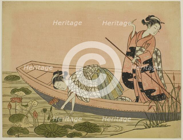 Gathering Lotus Flowers, c. 1765. Creator: Suzuki Harunobu.