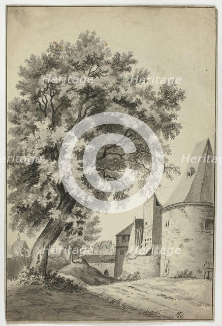 Walled Village and Tall Tree, n.d. Creator: Unknown.