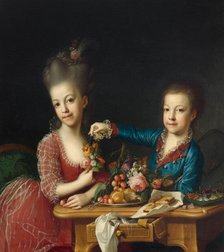 Portrait of Caroline Pichler (1769-1843) and her brother. Creator: Hickel, Anton (1745-1798).