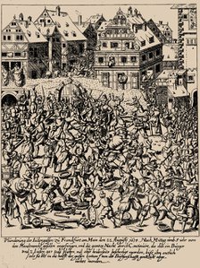 The Fettmilch Rising. The plundering of the Judengasse in Frankfurt on August 22, 1614, c. 1616-1617 Creator: Keller, Georg (1576-1640).