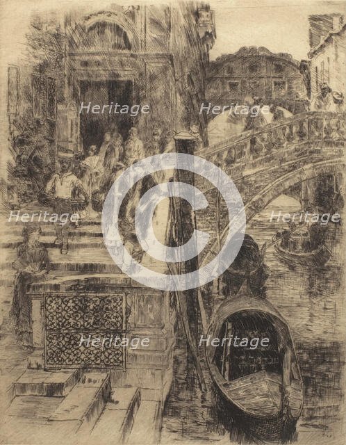 Bridge of Sighs, Venice (Plate 1), 1883. Creator: Frank Duveneck.