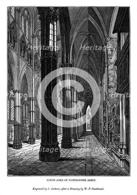North aisle of Westminster Abbey, 1843. Artist: J Jackson