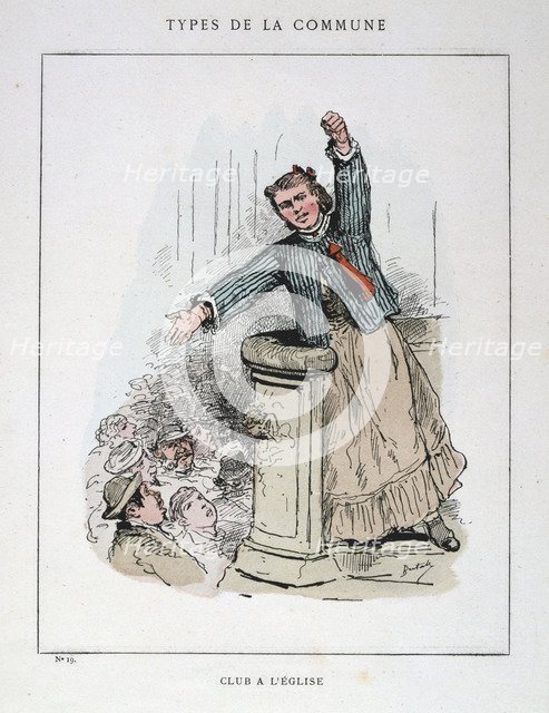 'Club a l'Eglise', Paris Commune, 1871.  Artist: Anon