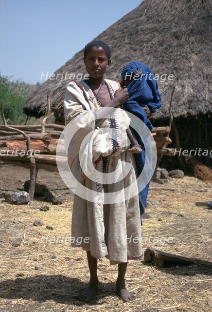Woman and baby in a village near the Blue Nile Falls, Ethiopia. 