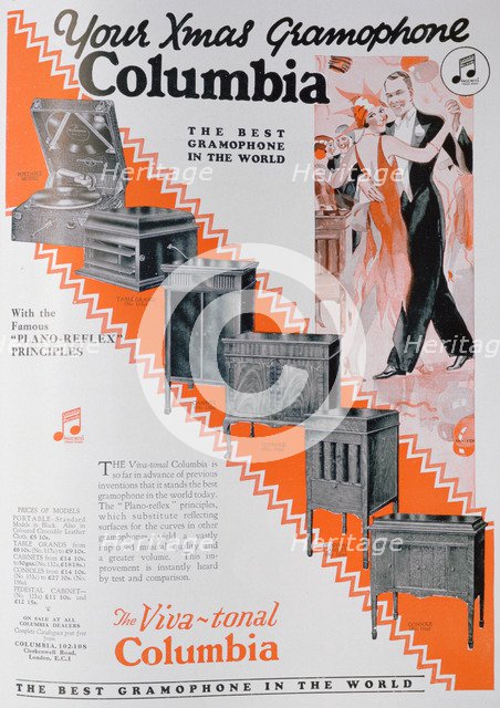Christmas advert for Columbia Gramophones, 1929. Artist: Unknown