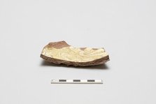 sherd, red body, white slip, yellow glaze, Mamluk period, 1250-1516. Creator: Unknown.