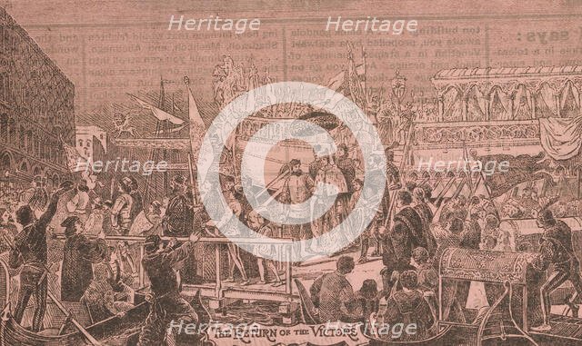 'The Return of the Victors' - the Doge disembarking from his barge, c1891. Creator: Unknown.