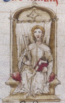 A man seated on a throne holding a book, late12th-early 13th century. Creator: Unknown.