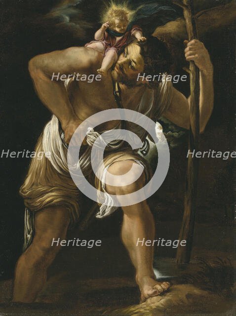 Saint Christopher Carrying the Infant Christ. Creator: Borgianni, Orazio (1578-1616).