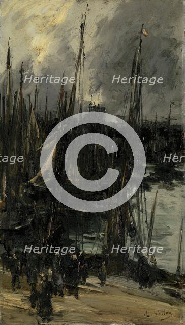 Harbour view in Dunkerque (or Dieppe?), 1880-1900. Creator: Antoine Vollon.