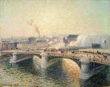 Le Pont Boieldieu, Rouen, Soleil Couchant [The Pont Boieldieu at Sunset], 1896.  Creator: Camille Pissarro.