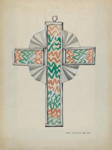 Tin and Painted Glass Cross, c. 1937. Creator: Majel G. Claflin.