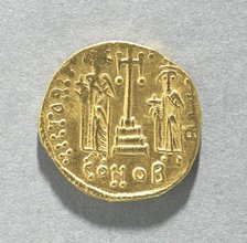 Solidus of Constans II and Constantine IV with a Cross Potent on Three Steps (reverse), 659-661. Creator: Unknown.