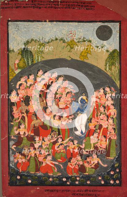 Krishna and the Gopis Gather for Rasamandala, c. 1720-1730. Creator: Unknown.