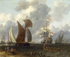 'A Battle Offshore', 17th century. Artist: Abraham Storck